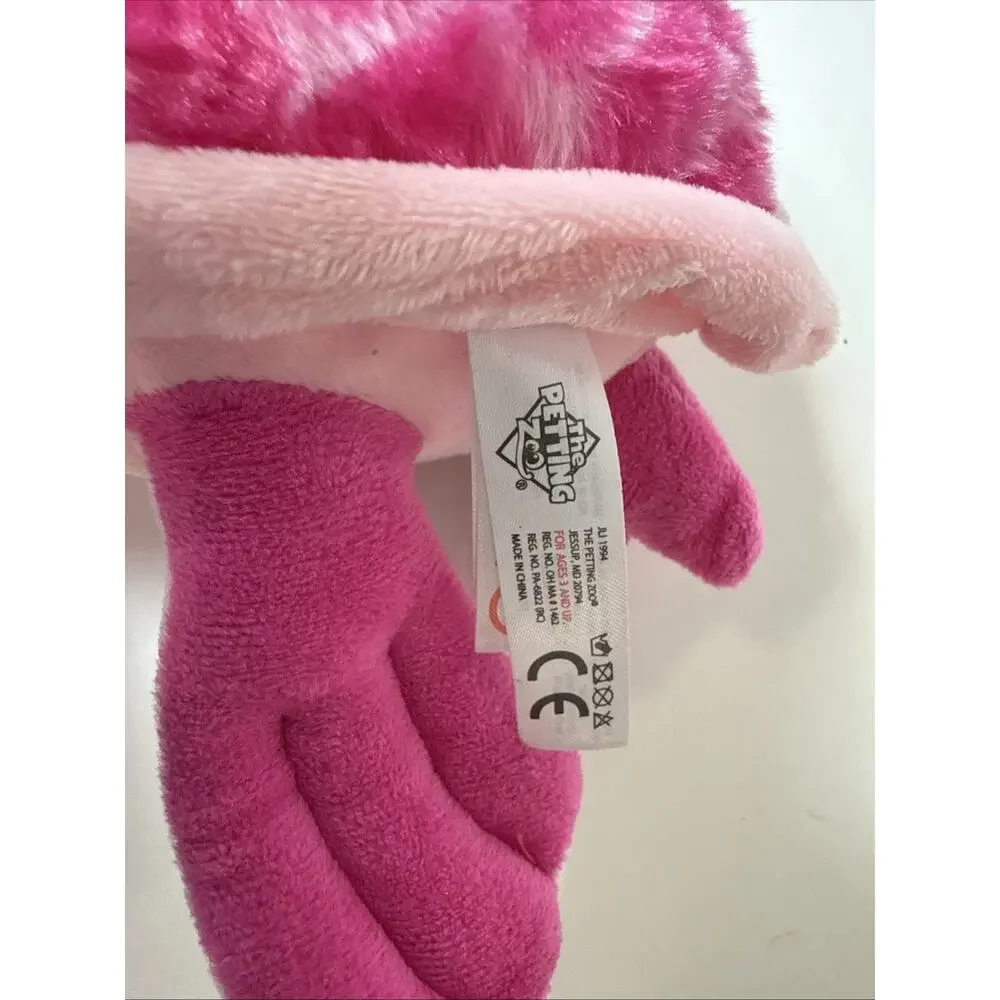 Vintage 1994 The Petting Zoo Pink Sea Turtle Plush w/ Polka Dot Bow 12”